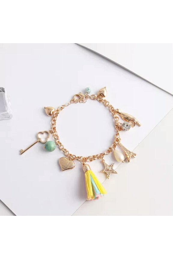 Fashion Women Delicate Jewelry Bracelet Beads Shell Turquoise Charm Chain Bangle Gifts-B1000#1