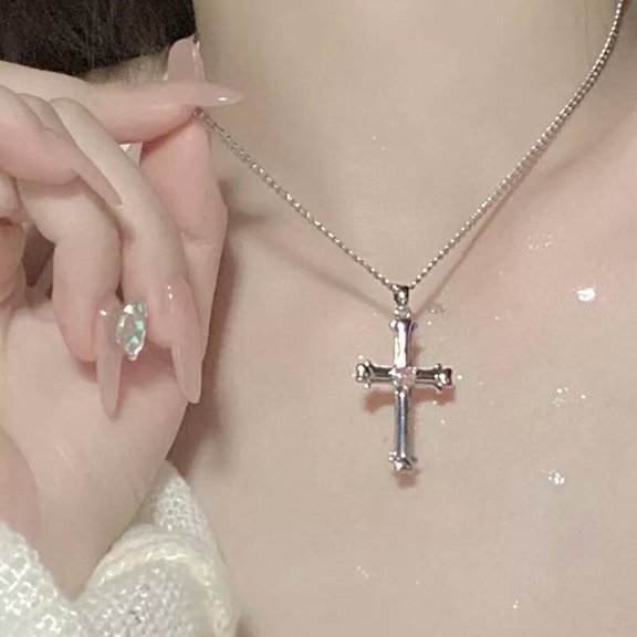 GKNET Fashion Women Shiny Heart Zircon Cross Pendant Necklace Classic Clavicle Ch_yi