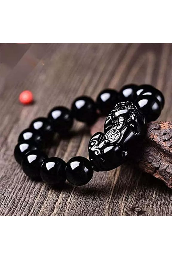 Feng Shui Black Obsidian Wealth Bracelet Wujin Tiger Eye Brave Protection Luck