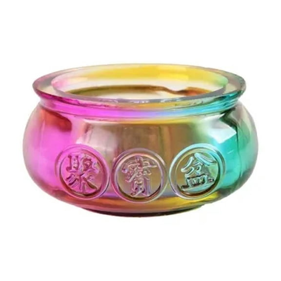 GKNET Feng Shui Landscape Basin Chinese Treasure Pot Glass Crystal Ornament Lucky Home-Color Bowl 1pc
