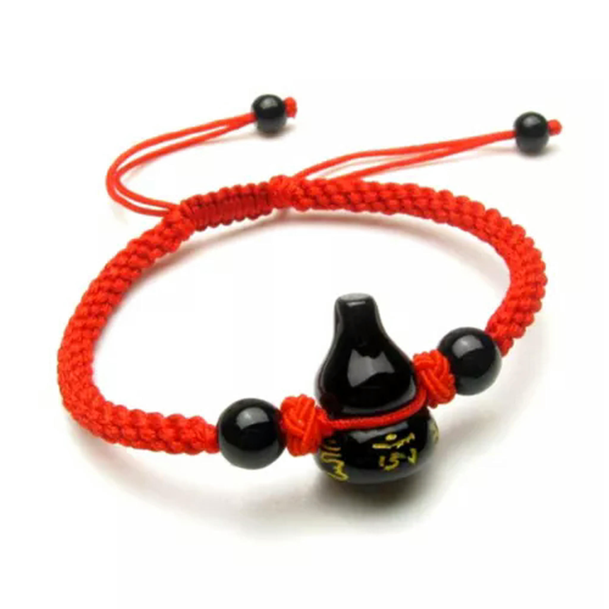 Feng Shui Bracciale Cinese Fatto A Mano Wu Lou/Hu Lou/Hu Lu Calabash Grourd per Salute e Protezione, One Size, Gemma, Agata