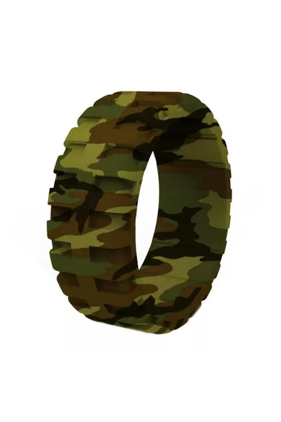 Finger Ring Rubber Band Ring Silicone Rings Tire Pattern Wedding Men Breathable➳-01 green-9