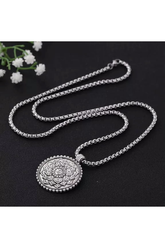 Flower of Life Om Yoga Pendant Necklace Mandala Stainless Steel Chain Jewelry