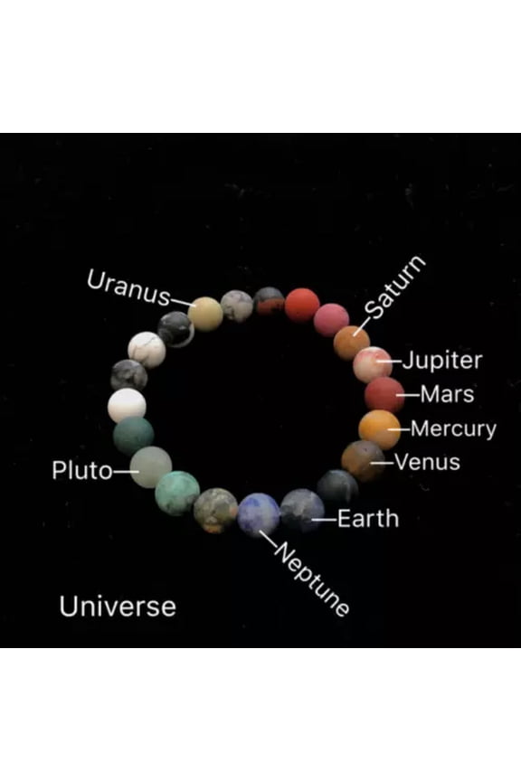 Foggy Surface Universe Space Planets Solar System Natural Stone Beads Bracelet-10mm
