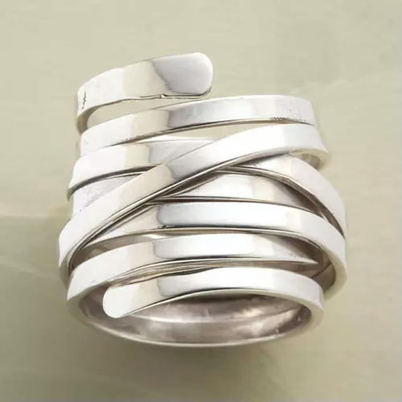 GKNET Geometric Winding Wraparound Rings for Women Delicate Jewelry Gift Daily Wear-01#-9