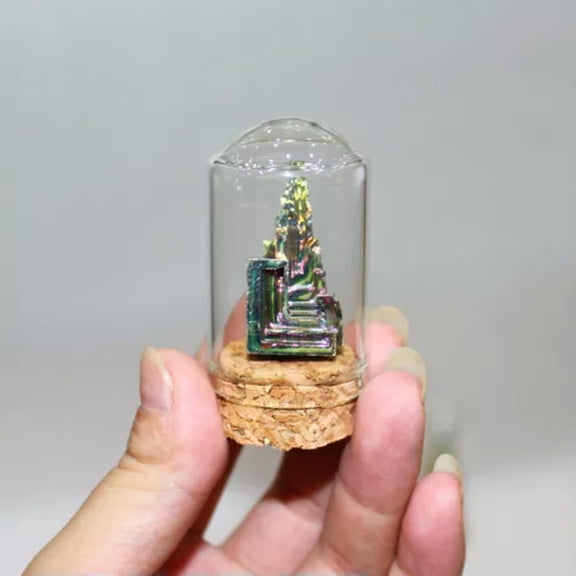 GKNET Glass Wish Bottle Rainbow Titanium Bismuth Specimen Mineral Crystal Quartz Decor-20g