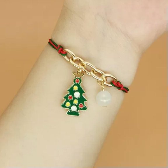 GKNET Glow In The Dark Christmas Tree Santa Claus Handmade Braided Bracelet Jewelry-#6