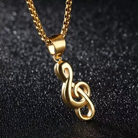 GKNET Gold Music Note G Treble Clef Pendant Necklace Men Women Delicate Jewelry Chain 24" Gift