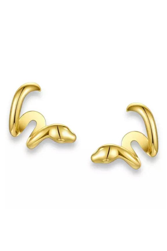 Gold Plated Ear Cuff Snake Non Piercing Earrings Unisex Women Fashion Jewelry-Gold