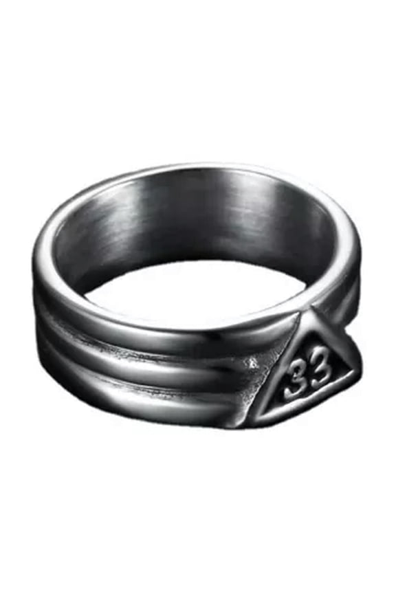 Gold Plated Stainless Steel Mens Scottish Rite 33rd Degree Masonic Ring