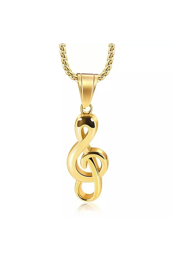 Gold Small Music Note G Treble Clef Pendant Necklace Chain Music Lover Jewelry