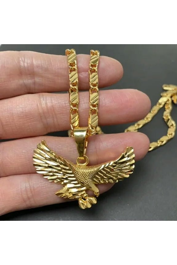 Golden Eagle 24K Gold Plated Pendant 50CM/60CM Necklace Chains Fashion Jewelry