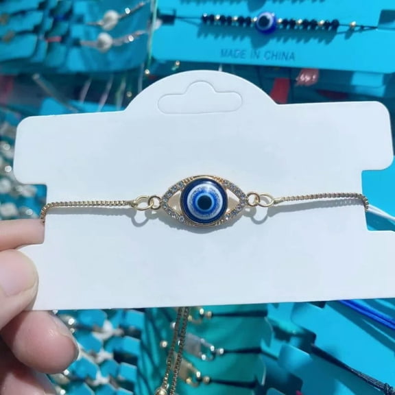 GKNET Good Luck Blue Turkish Evil Eye Protection Bracelet Bangle Chain Women Jewellery