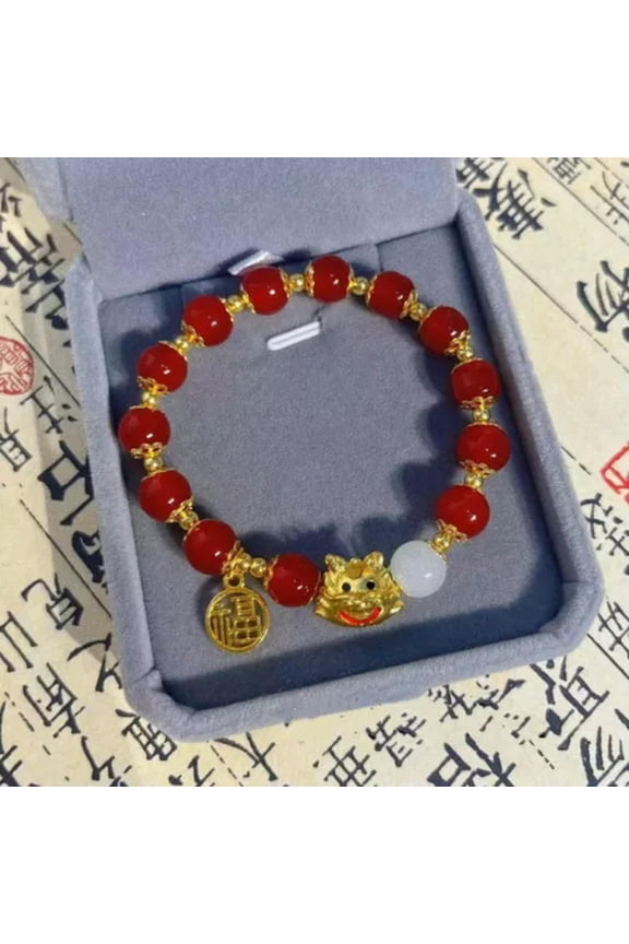 Good Luck Dragon Year Bead Elastic Bracelet Bangle Women Fashion Delicate Jewelry Party-#5