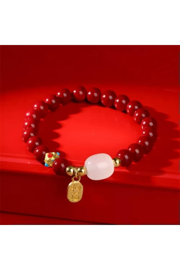 Good Luck Red Cinnabar Bead Bracelet Adjustable Attract Wealth Women Men Jewelry-10mm Red Bead Bracelet