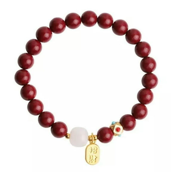GKNET Good Luck Red Cinnabar Bead Bracelet Adjustable Attract Wealth Women Men Jewelry-8mm Red Bead Bracelet