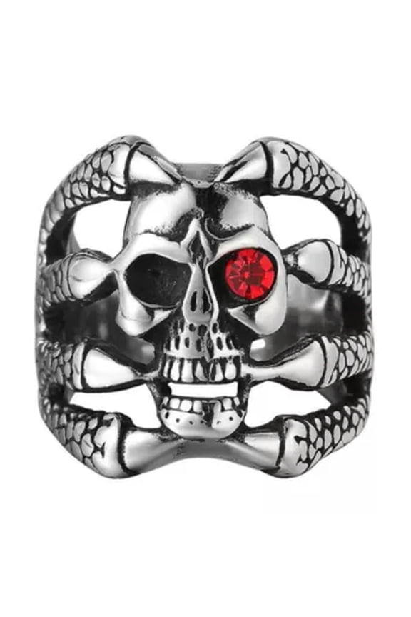 Gothic Mens Biker Skull Dragon Claw Finger Ring Stainless Steel Size 7-13-10