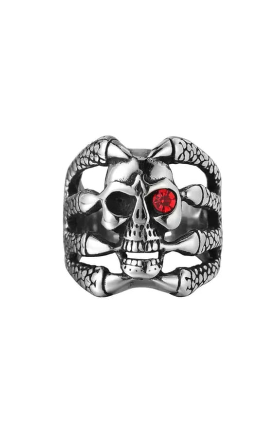 Gothic Mens Biker Skull Dragon Claw Finger Ring Stainless Steel Size 7-13