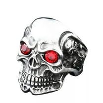 GKNET Gothic Mens Biker Skull Red Blue Eye Ring Stainless Steel Size 7-13