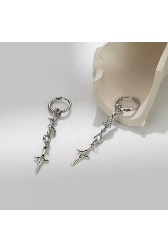 Gothic Punk Thorns Earrings For Women Hip Hop Simple Barbed Star Hollow Earrings