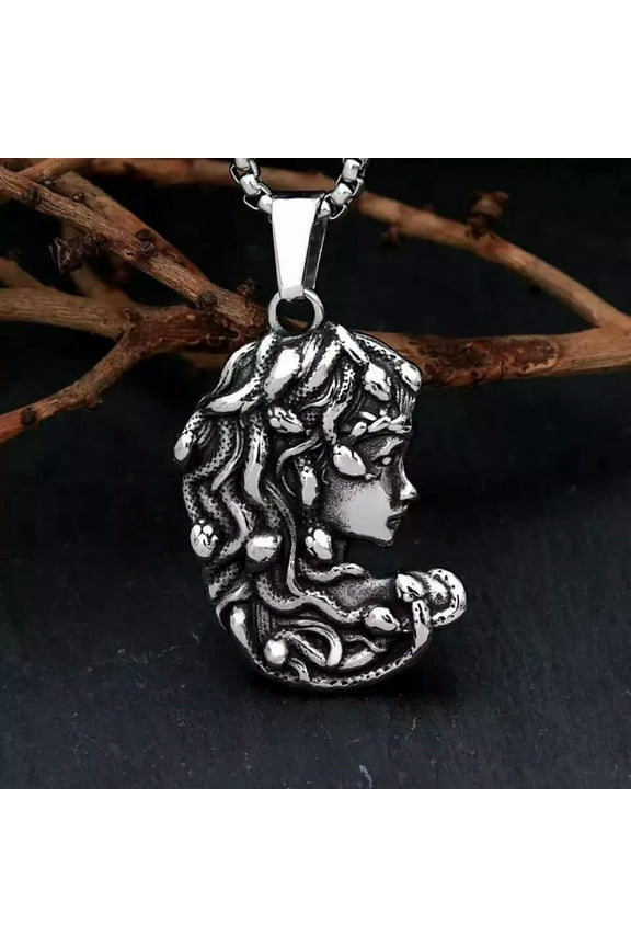 Greek Mythology Medusa Pendant Necklace Punk Delicate Jewelry For Men Women Chain 24"