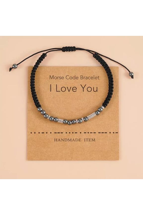 Handmade Braid Beaded Bracelet Morse Code I Love You Gift For Men Women