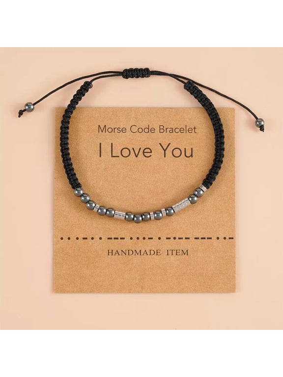 Handmade Braid Beaded Bracelet Morse Code I Love You Gift For Men Women