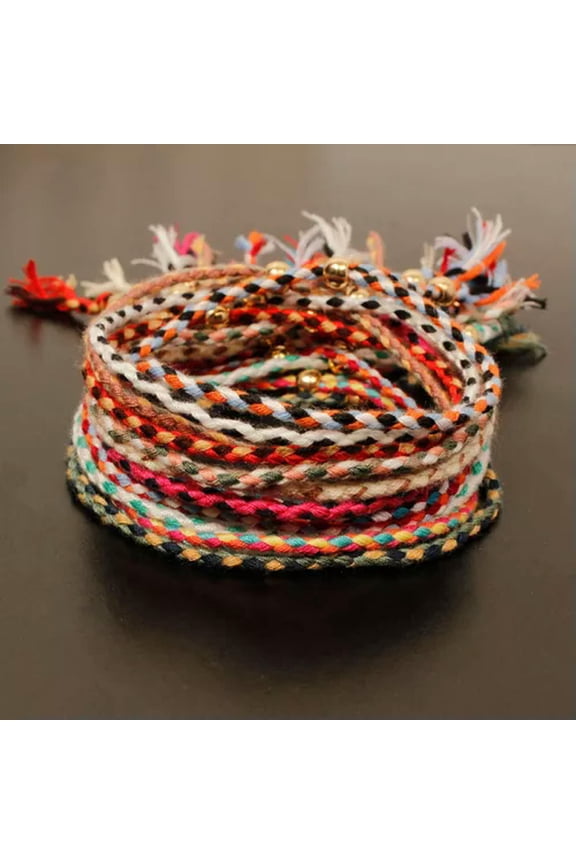 Handmade Tassel Knots Gold Color Beads Thread Rope Bracelet Ethnic Style Jewe_tu-A7