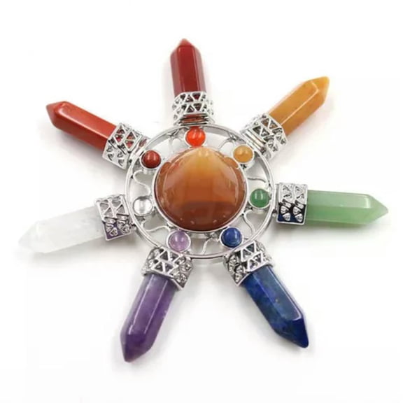 GKNET Healing Crystal Point Pyramid Energy Generator 7 Chakra Stones Reiki Gemstone-Red Aventurine