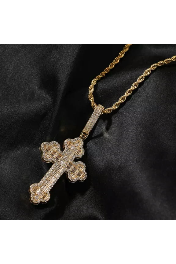 Hip Hop Cloud Pendant Necklace 5A T Zircon Real Gold Plated Mens Rap Jewelry-Gold