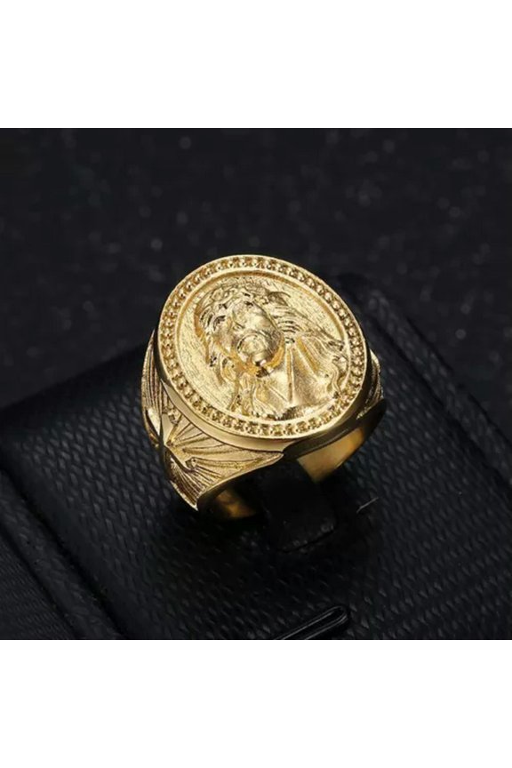 Hip Hop Jesus Casting Ring Vacuum Gold Plated Stainless Steel Mens Jewelry-10