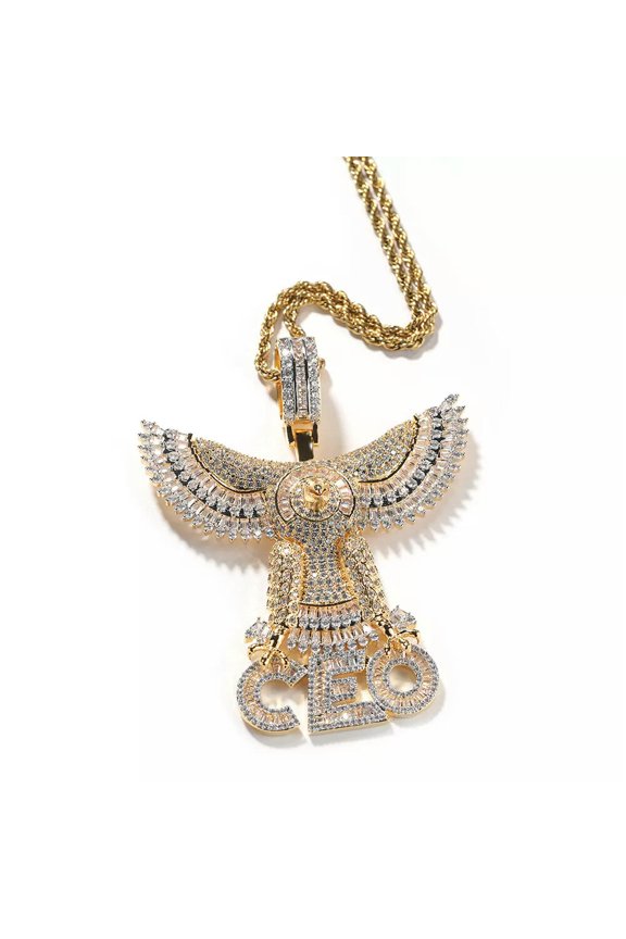 Hip Hop Men's Animal CEO Letters Pendant Necklace18k Real Gold Plated Jewelry-default