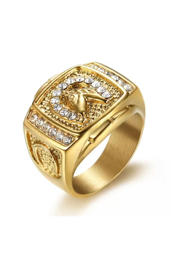 Hip Hop Stainless Steel Casting Ring 18k Real Gold Plated Finger Rings Jewelry-14-Gold