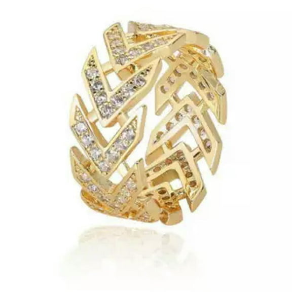 GKNET Hip Hop Vintage Full Zircon Bling Rings 18K Real Gold Plated Mens Finger Jewelry-Gold-11