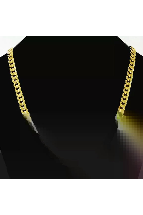 HipHop Delicate Jewelry Cuban 24K Gold Plated 8MM 70CM Sideways Men's Necklace Chains-default