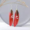 thumbnail image 1 of GKNET Hook Earrings Feather Beaded Earrings Drop Dangle Earrings Gift Beach Jewelry-red, 1 of 9