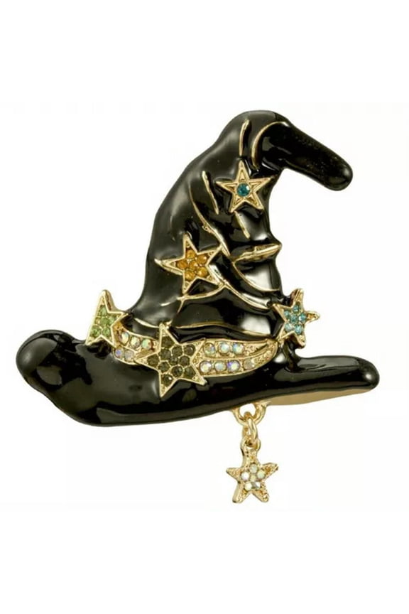 Hot Vintage Witch Hat Pin Diablo Style Alloy Stars Halloween Brooch-black