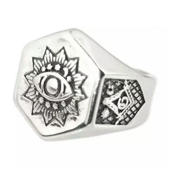 GKNET Illuminati All Seeing Eye Freemason Masonic Stainless Steel Rings Size 8-13-12