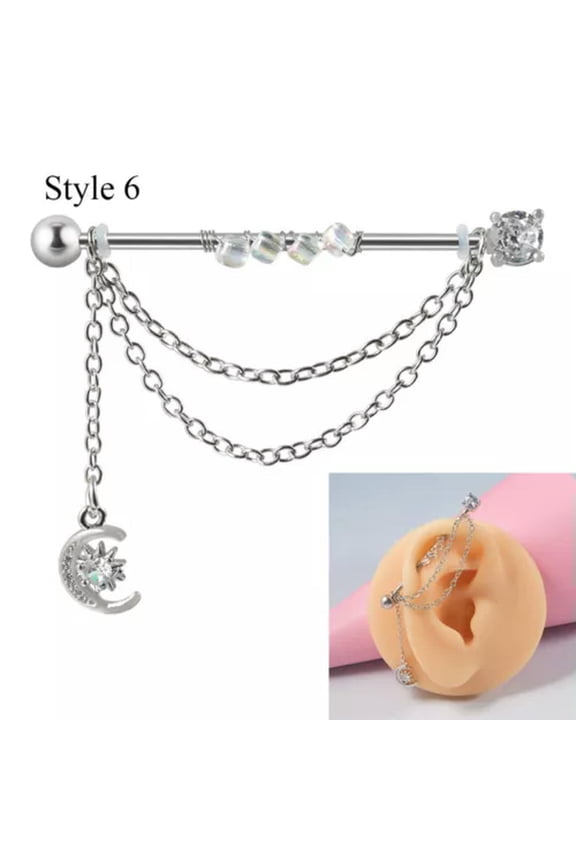 Industrial Scaffold Bar Earrings Straight Barbell Earring Bars Ear Piercing-style 6