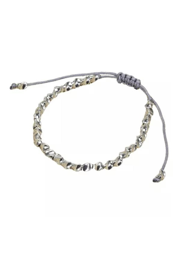 Irregular Handmade Braided Copper beads Cotton String Women Bracelet Accessories-Silver 1