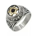 thumbnail image 1 of GKNET Jerusalem Six Point Hexagram Star of David Mens Stainless Steel Ring Size 7-13, 1 of 5