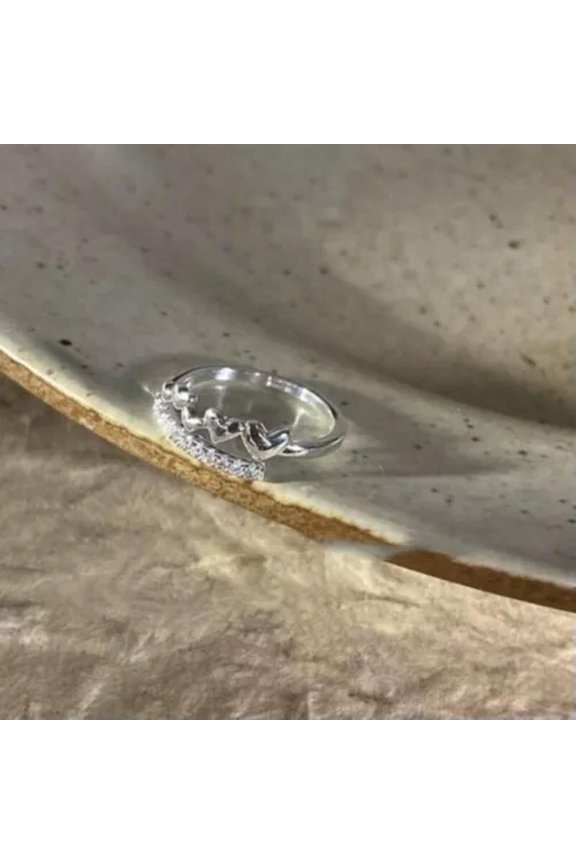 Korean Style Punk Fashion Vintage Heart Shell Butterfly Opening Adjustable Ring-3