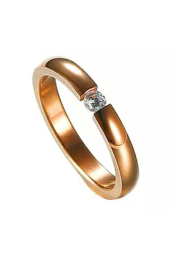 Korean Style Stainless Steel Set With Zircon Rings For Couples Size 5-10