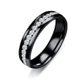 thumbnail image 1 of GKNET Lady Ring Wedding Design Stainless Steel Exquisite Inlaid Cubic Zirconia Ring/-black-10, 1 of 8