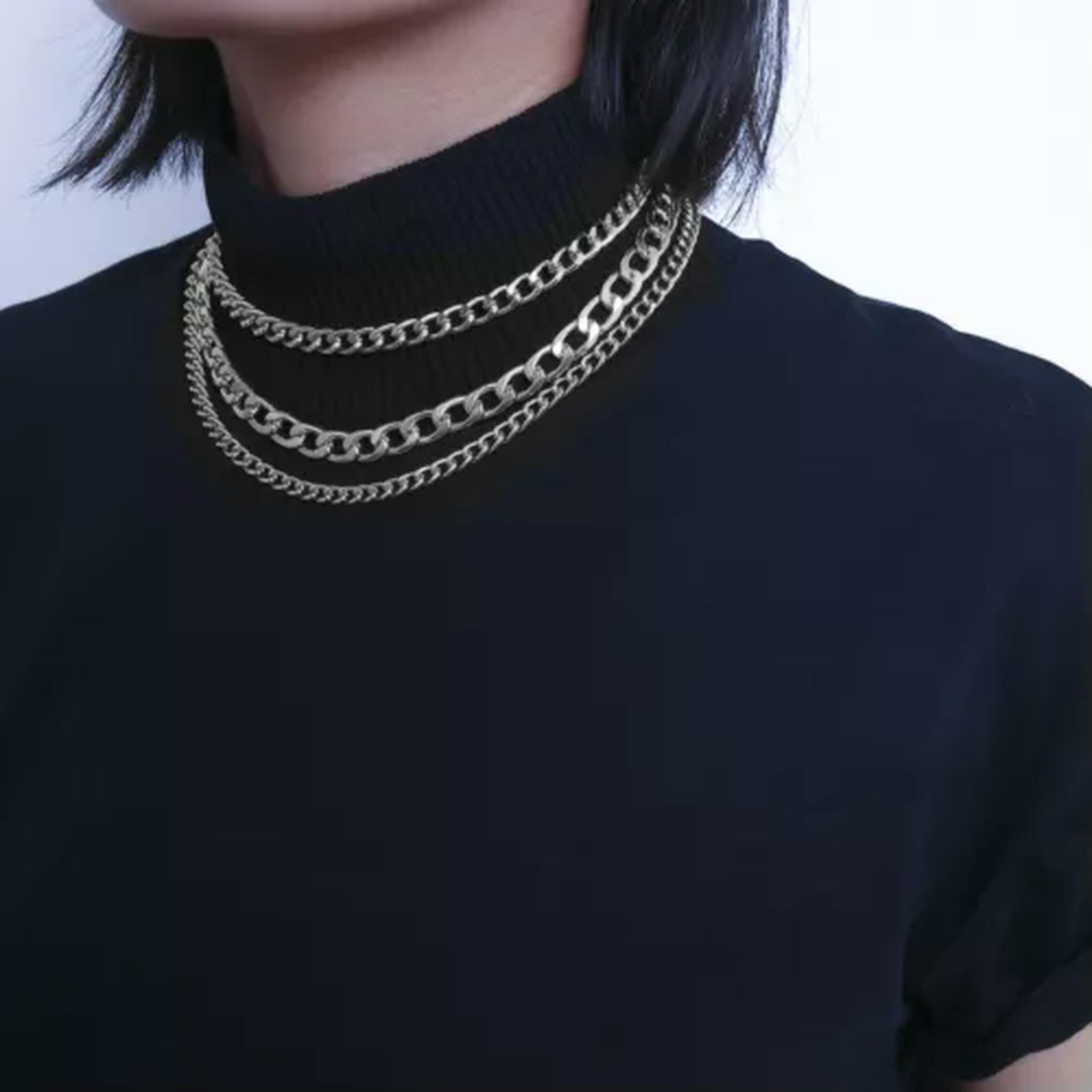 GKNET Layer punk chains necklace for women fashion gothic neck chocker ...