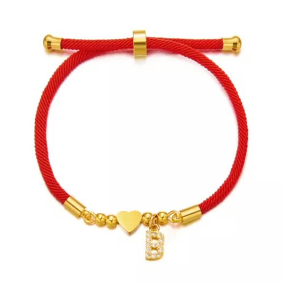 GKNET Charm Delicate Jewelry Bracelet Letters Love Heart Pendant Red Rope Braided Wristbands-B