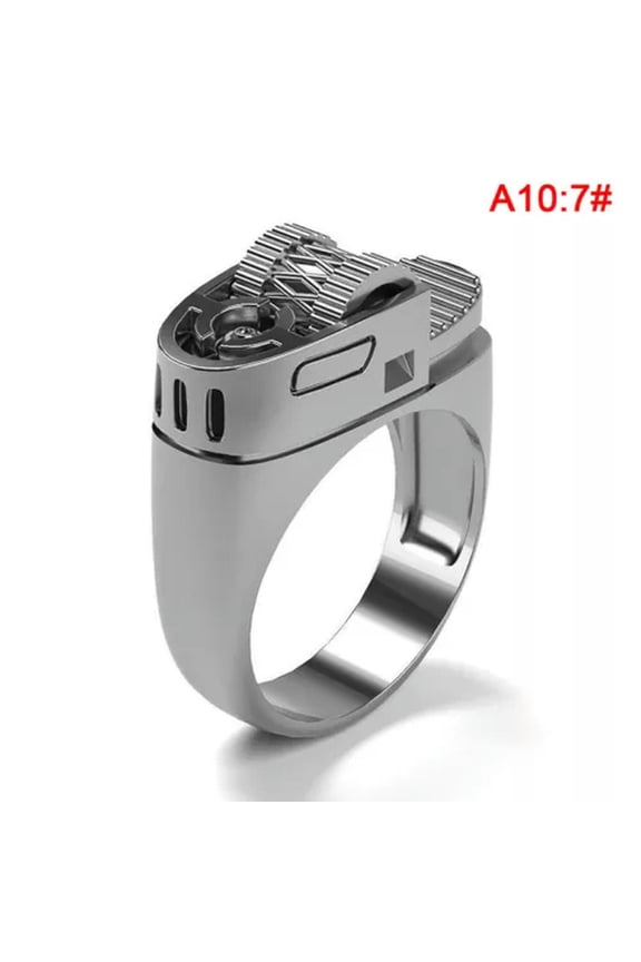 Lighter Ring for Men Women Vintage Punk Delicate Jewelry Gold/Silver Color Hip Hop Ri-Silver-7#