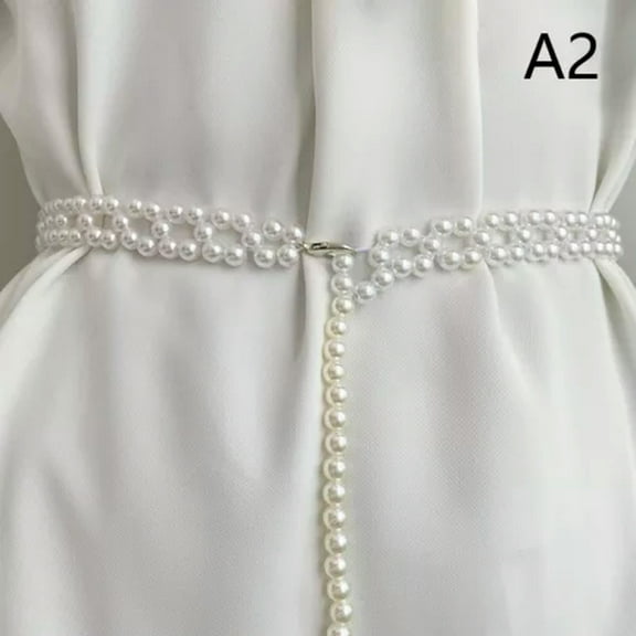 GKNET Literary Temperament Elegant Pearl Belt Waist Belt Female Girls Dress Belts WY4-A2