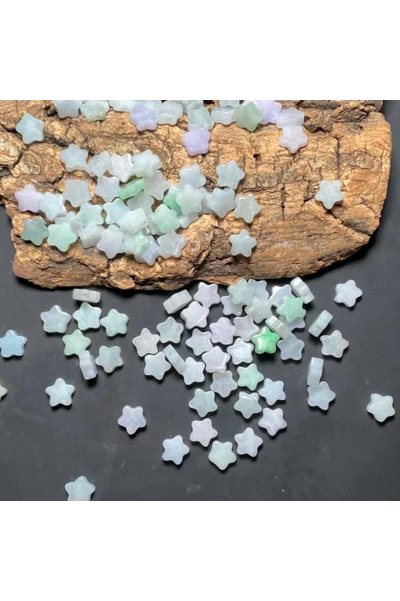 Lucky Star Natural Grade A Green Jade ICE Burma Jadeite Beads-30pcs