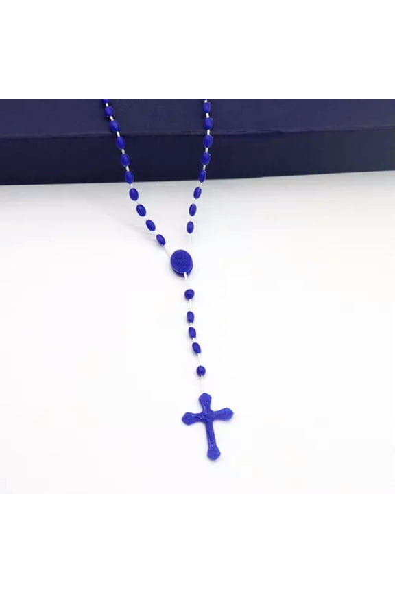 Luminous Catholic Christ Jesus Cross Plastic Rosary Necklace Souvenirs Gifts-A4